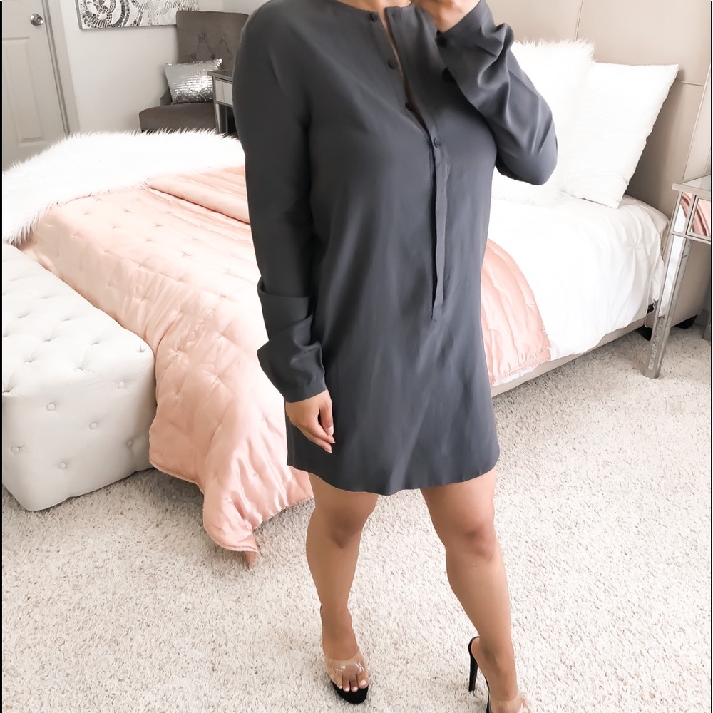 Alternative charcoal long sleeve shift mini dress